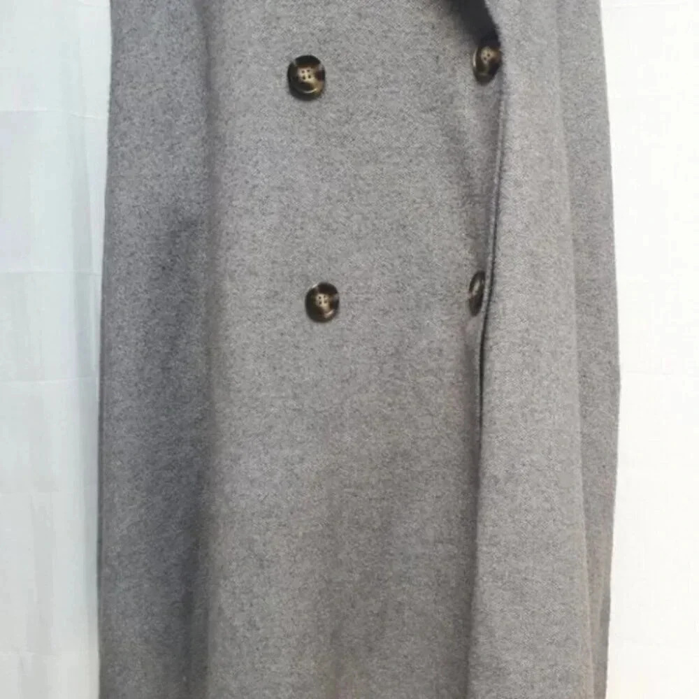 Zara Coat Jacket Fur Collar Knit Cape Poncho Faux Coat Jacket S - Picture 13 of 14